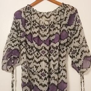 *HALO* Purple, white and black flow Y Blouse